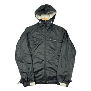 Eddie Bauer WeatherEdge Rain Jacket Women XS Black Lightweight Nylon Hooded Coat